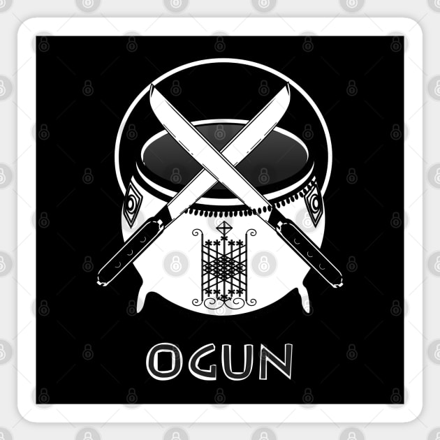 Ogun Veve Cauldron with Crossed Machetes Sticker by geodesyn